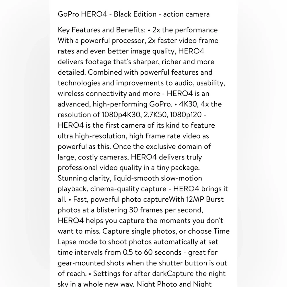 NEW NIB GOPRO 4 BLACK EDITION 4K DESCRIPTION IN PHOTOS